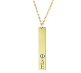 Phi Delta Epsilon Vertical Bar Necklace Gold Filled
