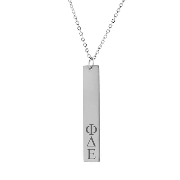 Phi Delta Epsilon Vertical Bar Necklace Stainless Steel