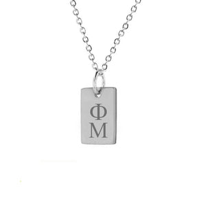 Phi Mu Mini Dog Tag Necklace Stainless Steel