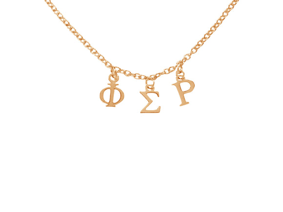 Phi Sigma Rho Choker Dangle Necklace Rose Gold Filled