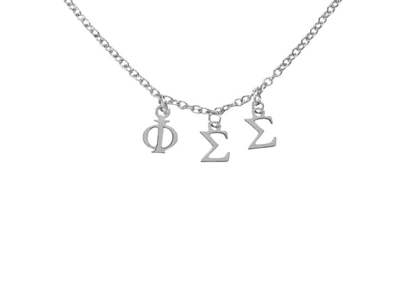 Phi Sigma Sigma Choker Dangle Necklace Stainless Steel