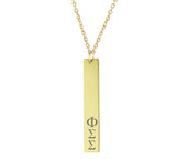 Phi Sigma Sigma Vertical Bar Necklace Gold Filled