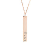 Phi Sigma Sigma Vertical Bar Necklace Rose Gold Filled