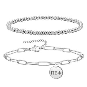 Pi Beta Phi Paperclip and Beaded Bracelet Stainless Steel