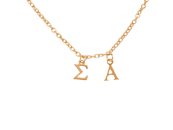 Sigma Alpha Choker Dangle Necklace Rose Gold Filled