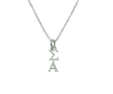 Sigma Alpha Sorority Lavalier Necklace Silver Plated