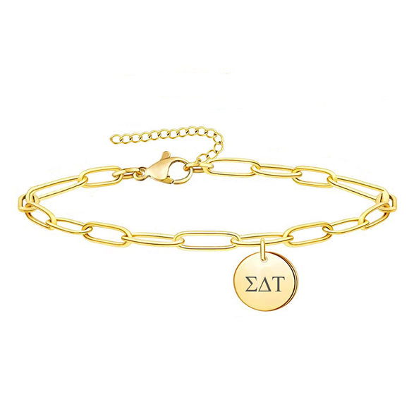 Sigma Delta Tau Paperclip Bracelet Gold Filled