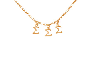 Tri Sigma Sigma Sigma Choker Dangle Necklace Rose Gold Filled