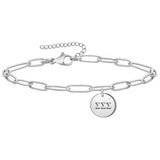Tri Sigma Sigma Sigma Paperclip Bracelet Stainless Steel