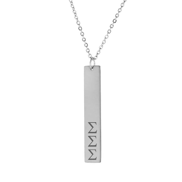 Tri Sigma Sigma Sigma Vertical Bar Necklace Stainless Steel
