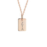 Zeta Tau Alpha Mini Dog Tag Necklace Rose Gold Filled
