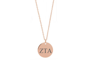 Zeta Tau Alpha Dainty Sorority Necklace Rose Gold Filled