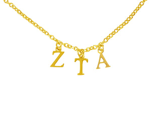 Zeta Tau Alpha Choker Dangle Necklace Gold Filled