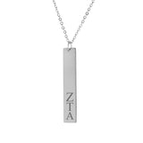 Zeta Tau Alpha Vertical Bar Necklace Stainless Steel