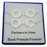 Partners In Crime Handcuffs BFF Best Friend Handcuff Necklaces Gold Filled - DKGifts.com