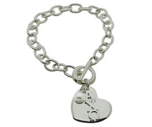 Alpha Chi Omega Sorority Bracelet with Heart and Pearl Dangle - DKGifts.com