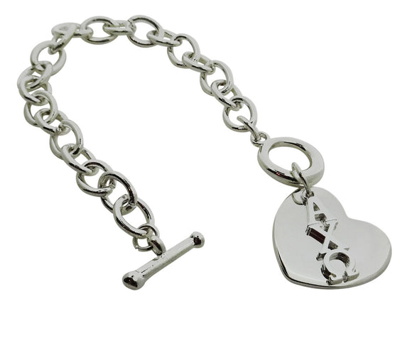 Alpha Chi Omega Rolo Sorority Bracelet with Heart on Toggle Clasp - DKGifts.com