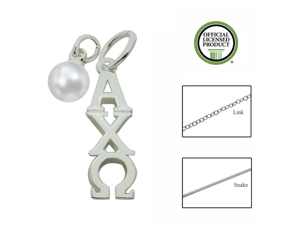 Alpha Chi Omega Sorority Lavalier Necklace with Pearl - DKGifts.com