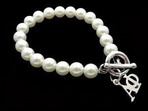 Alpha Phi Pearl Sorority Bracelet with Toggle Clasp - DKGifts.com