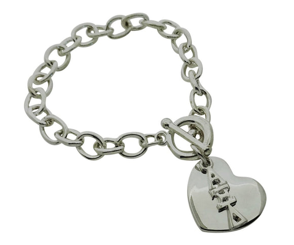 Alpha Xi Delta Rolo Sorority Bracelet with Heart on Toggle Clasp - DKGifts.com