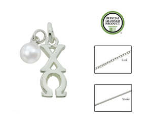 Chi Omega Sorority Lavalier Necklace with Pearl - DKGifts.com