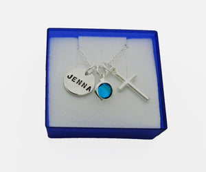 Personalized Confirmation Communion Necklace with Birthstone, Hand Stamped Confirmation Necklace - DKGifts.com