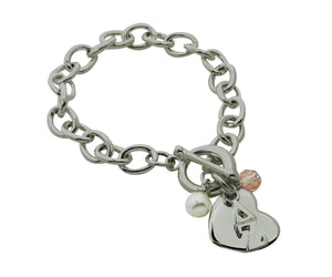 Delta Zeta Sorority Bracelet with Heart, Swarovski Crystal and Pearl - DKGifts.com