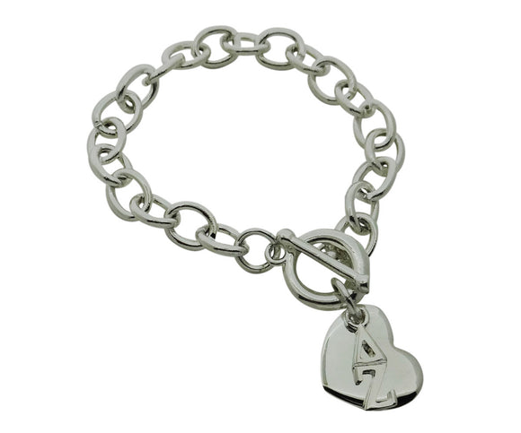 Delta Zeta Rolo Sorority Bracelet with Heart on Toggle Clasp - DKGifts.com
