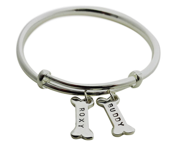 Hand Stamped Personalized Dog Bracelet Bangle - DKGifts.com