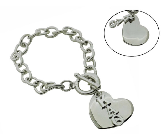 Kappa Alpha Theta Rolo Sorority Bracelet with Heart on Toggle Clasp - DKGifts.com