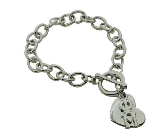 Phi Mu Rolo Sorority Bracelet with Heart on Toggle Clasp - DKGifts.com
