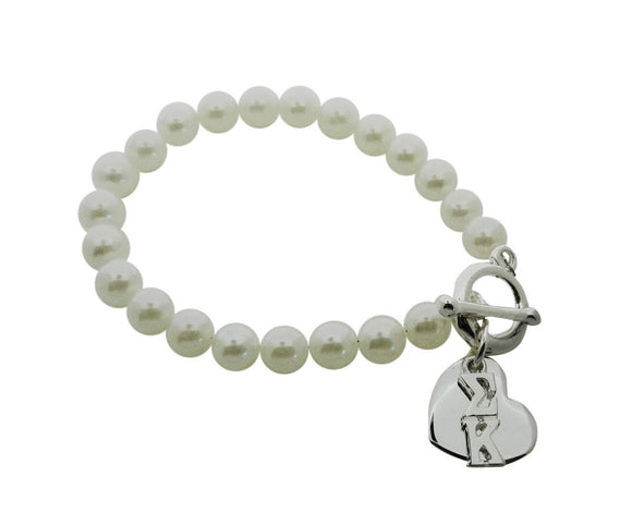 Sigma Kappa Pearl Sorority Bracelet with Heart on Toggle Clasp - DKGifts.com