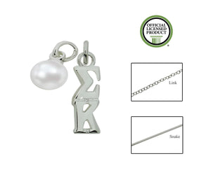 Sigma Kappa Sorority Lavalier Necklace with Pearl - DKGifts.com