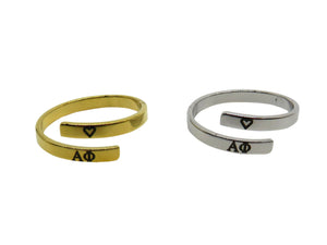 Alpha Phi Adjustable Greek Sorority Ring, Alpha Phi Adjustable Sorority Ring, Alpha Phi Big Little Sorority Jewelry Gift, Alpha Phi Jewelry